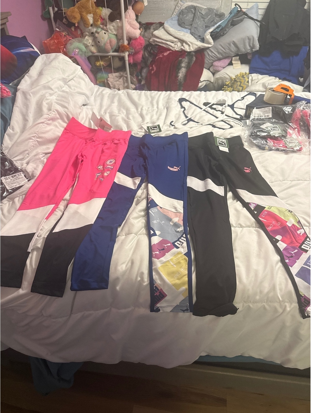 Puma Kids' Colorblock Athletic Leggings - Size XL, Set of 3